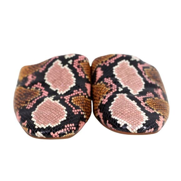 Madewell REMI BROWN PINK GENUINE LEATHER SNAKE EMBOSSED FLAT MULE SHOES SIZE 9 - Picture 3 of 13
